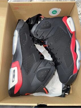 Jordan Retro High-Top Sneakers in Black and Red